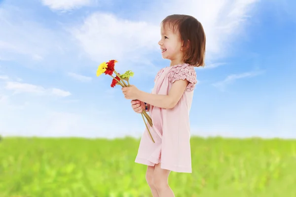 Menina com flores — Fotografia de Stock