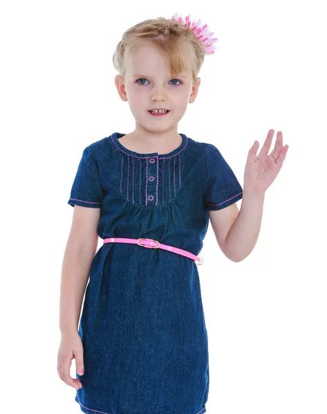 Portrait of a girl in a dress on a white background — Stock Photo, Image