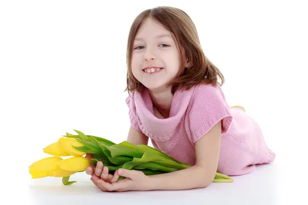 Girl with flowers — Stock Photo, Image