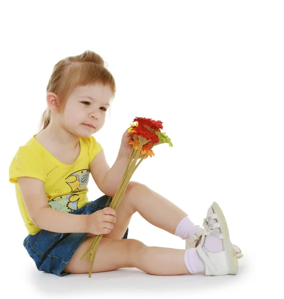 Girl with flowers — Stock Photo, Image