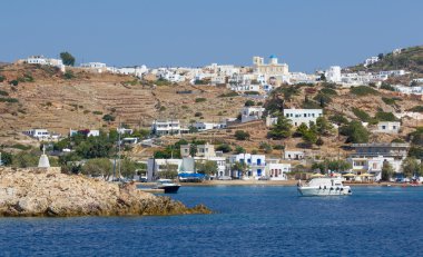 View of Chorio and Psathi village, Kimolos island, Cyclades, Greece clipart