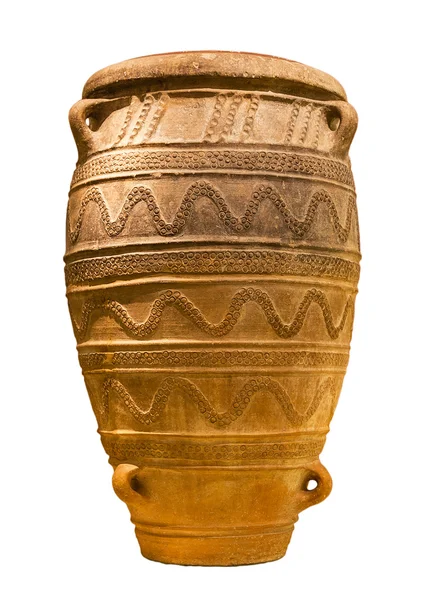 Minoan jarra grande do armazenamento do palácio de Knossos (1450-1400 B.C.) isolado — Fotografia de Stock