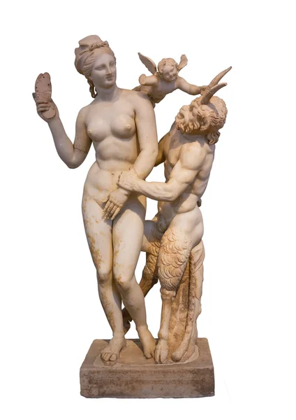 Starověké socha Afrodité, pánev a eros (př. 100) z delos island, cyclades, Řecko. Stock Fotografie