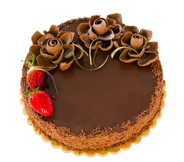 Gâteau au chocolat aux fraises isolé — Photo