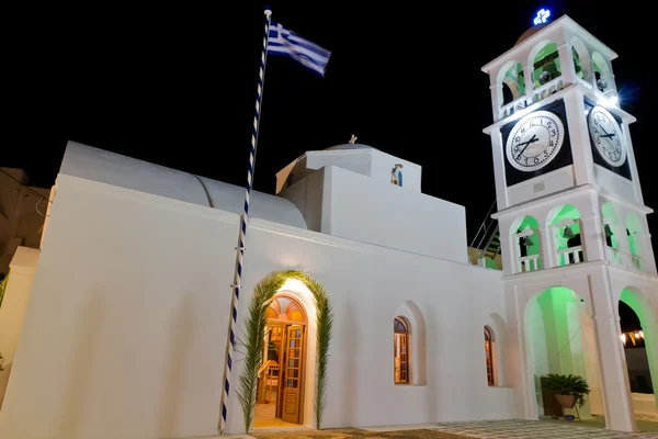 Agios Spiridon church at night, Triovasalos village, Milos island, Cyclades, Greece — стоковое фото