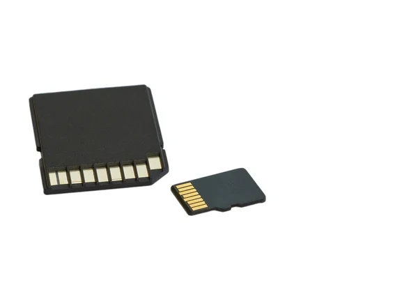Micro sd adapter en micro sd-kaart, geïsoleerd — Stockfoto