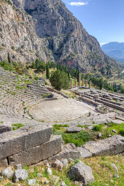 Théâtre Delphes et temple Apollon, Grèce — Photo