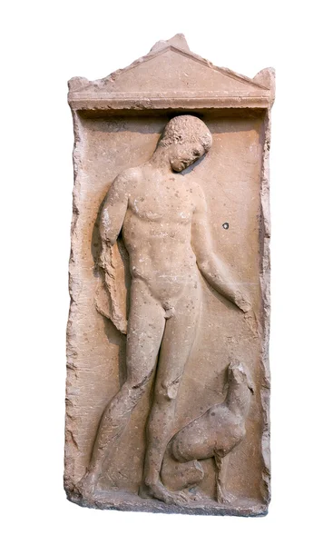 Greek grave stele from Thespiae, Boeotia (400 B.C.) — Stock Photo, Image