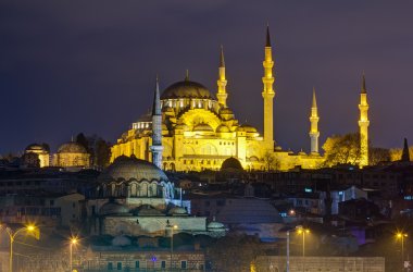 Süleymaniye Camii gece görüş, istanbul, Türkiye
