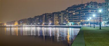 Thessaloniki waterfront at night, Macedonia, Greece clipart