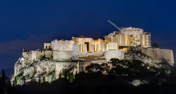 Vue de nuit de l'Acropole, Athènes, Grèce — Photo