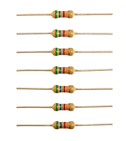 Row of resistors isolated — Stock Photo, Image