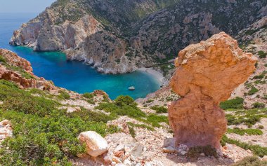 Faros bay, polyaigos Adası, cyclades, Yunanistan