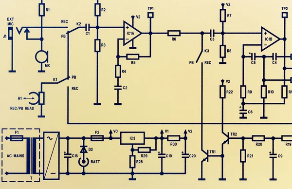 Części elektroniczne schemat — Zdjęcie stockowe