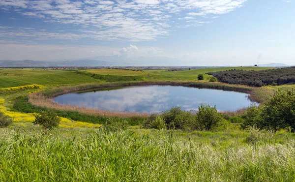 Beautiful pond in spring, Thessaly, Greece — Stock Photo, Image