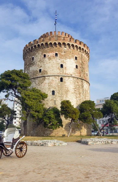 Bezienswaardigheid van de witte toren van thessaloniki, Griekenland — Stockfoto