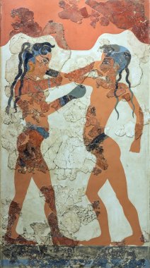 Boxing boys fresco from Akrotiri, Santorini, 1550 BC clipart