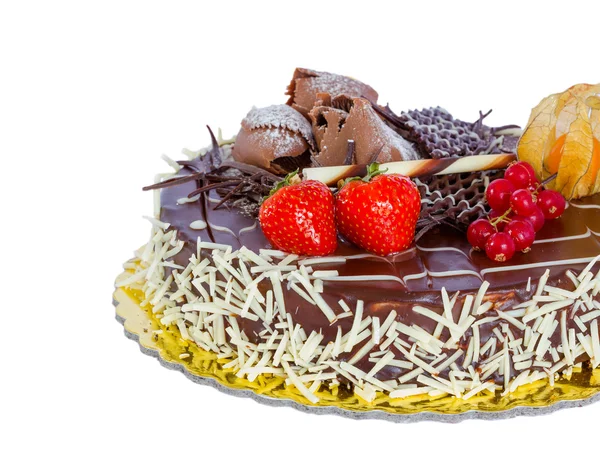 Tort czekoladowy na białym tle — Zdjęcie stockowe
