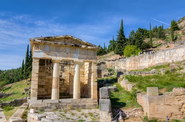 Athénské pokladnice, delphi, Řecko — Stock fotografie