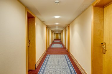 Long corridor in hotel