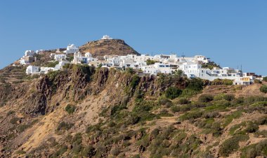 Görünüm plaka Köyü, milos island, cyclades, Yunanistan