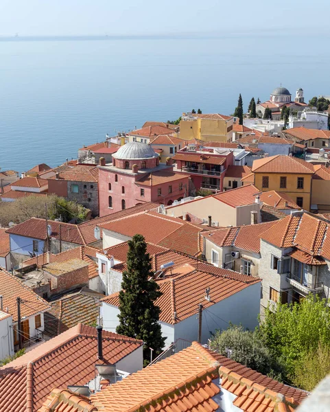 Panoramica Della Città Vecchia Kavala Macedonia Grecia — Foto Stock