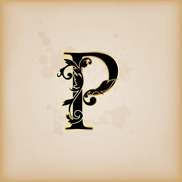 Vintage initialen letter p — Stockvector