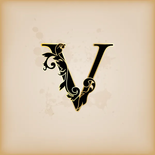 Initiales vintage lettre v — Image vectorielle