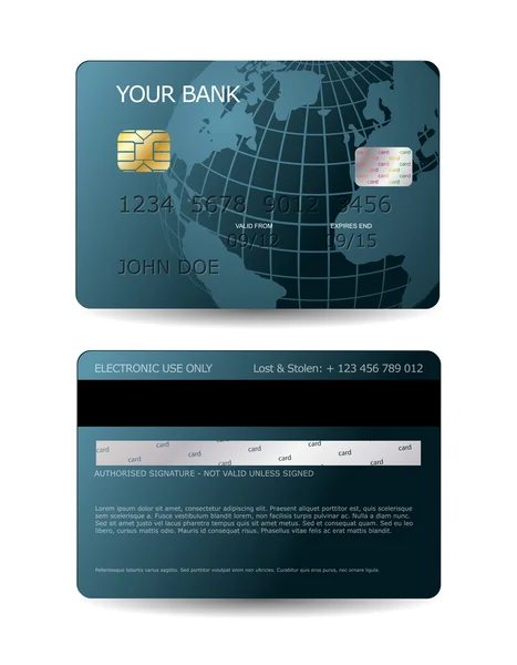 Küre ile kredi kartı tasarımı — Stok Vektör