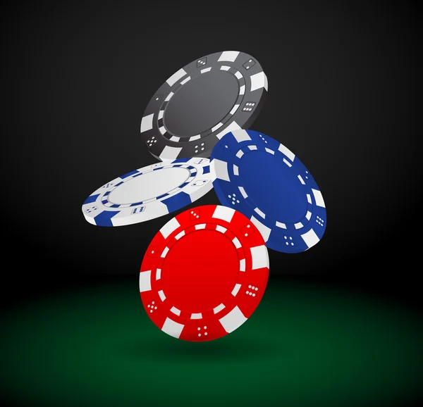 Ilustración de la caída de fichas de Poker — Vector de stock