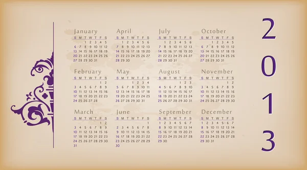 Retro design calendar for 2013. — Stock Vector