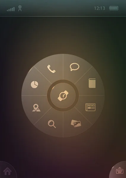 Modèle de menu smartphone radial — Image vectorielle