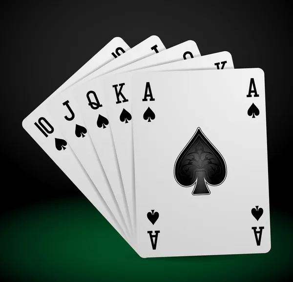 Royal flush playing cards — Stock Vector