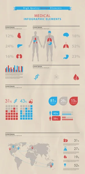 Elementos infográficos médicos — Archivo Imágenes Vectoriales