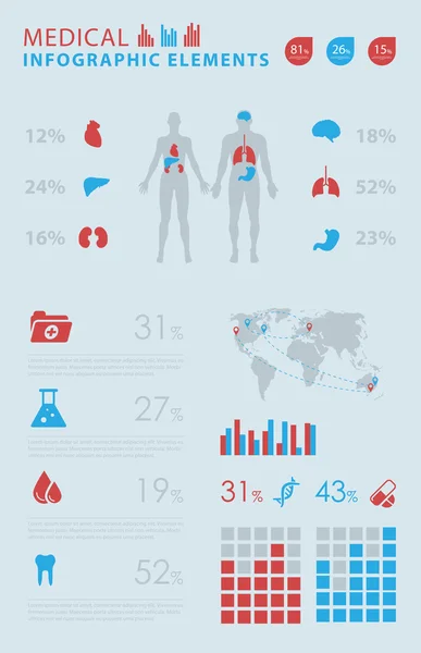 Elementos infográficos médicos — Vector de stock