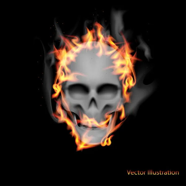 Scary skull on fire. — Stock Vector