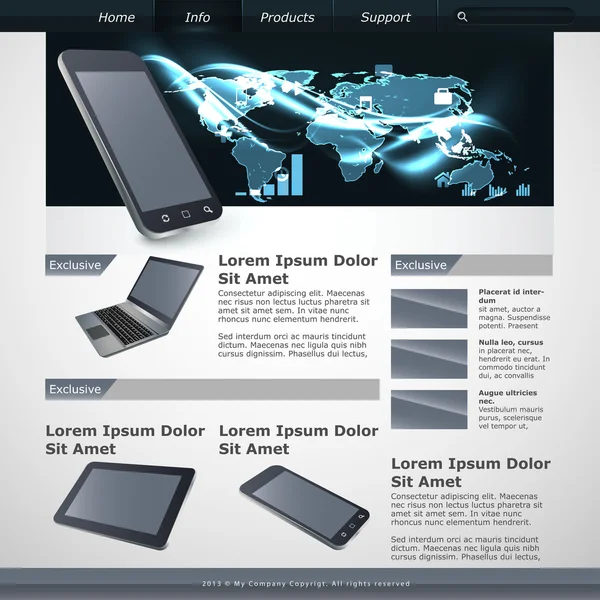 ウェブサイトのテンプレートデザイン — ストックベクタ