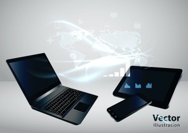 cep telefonu ile modern iletişim teknolojisi illüstrasyon,