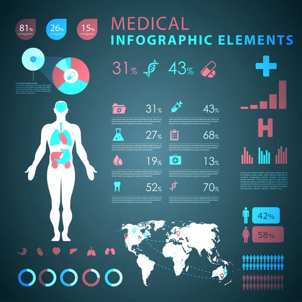 Elementos infográficos médicos — Archivo Imágenes Vectoriales