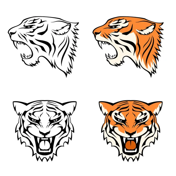 Ilustrações de linha simples de cabeça de tigre apropriada como mascote de tatuagem ou equipe Ilustrações De Stock Royalty-Free