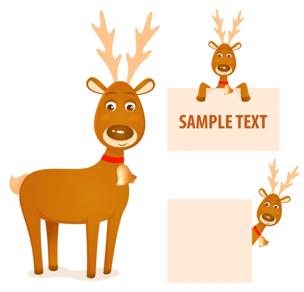 Illustration of a cute Christmas cartoon reindeer — Stock Vector