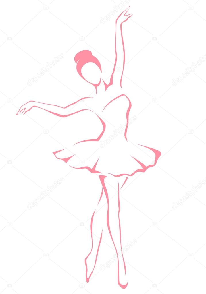 Line illustration of a beautiful ballet dancer