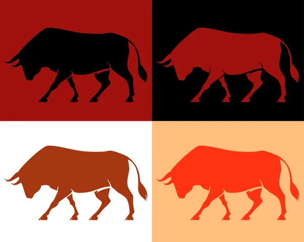 Semplice illustrazione di un giovane toro forte, in varie combinazioni di colore — Vettoriale Stock