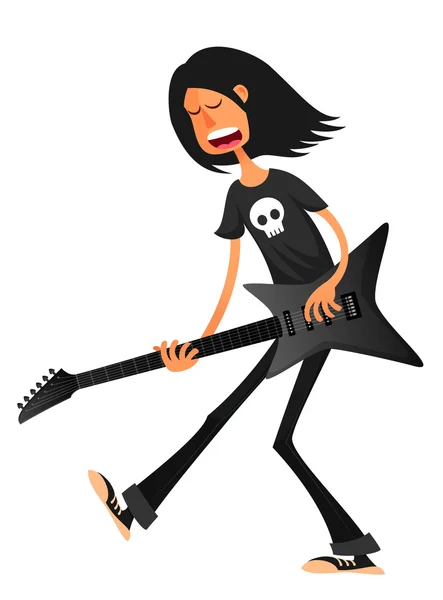 Funny cartoon guy playing guitar and singing — Stock Vector