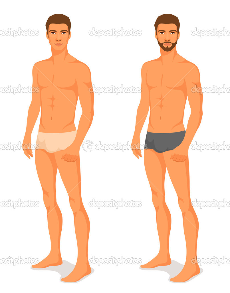 Illustration of a handsome young man in underwear