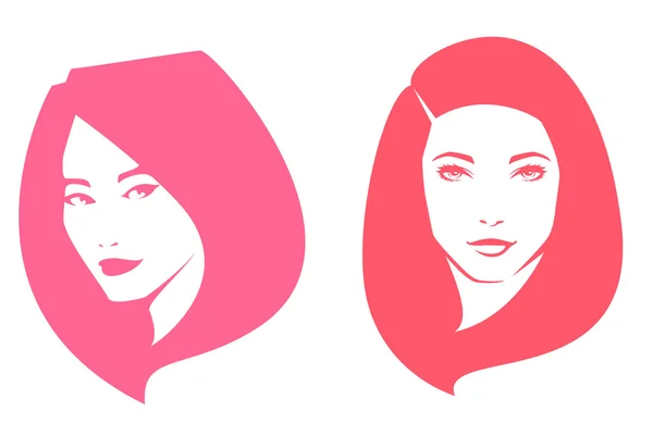 Ilustración de línea simple de mujeres hermosas adecuadas para el cuidado del cabello o salón de belleza — Vector de stock