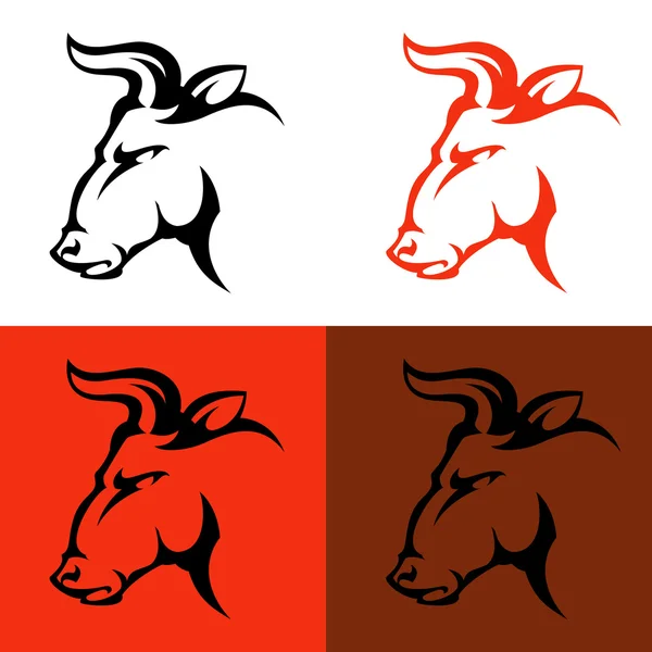 Line illustration of a bull head from profile — Stock Vector