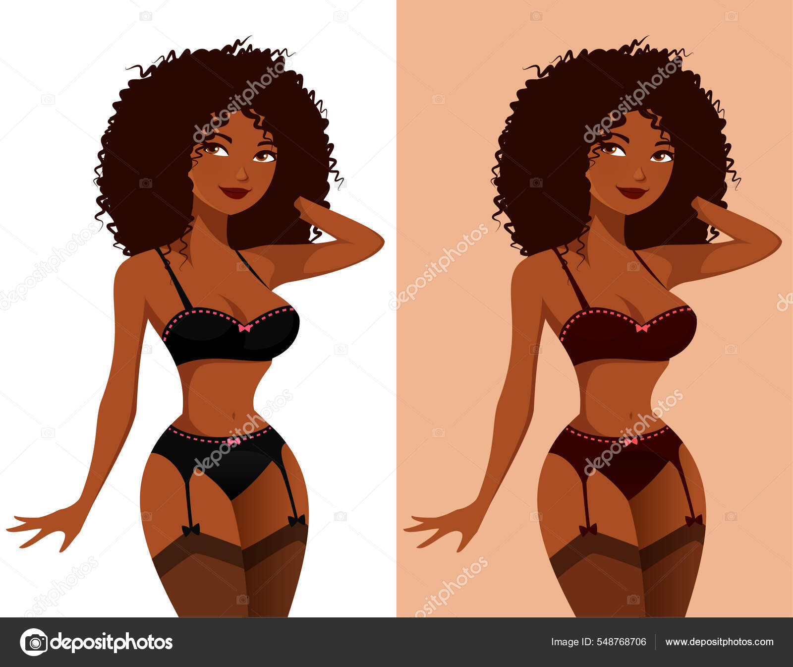 Sexy African American Girl Lingerie Beautiful Black Woman Underwear Fashion  Stock Vector by ©subarashii21 548768706