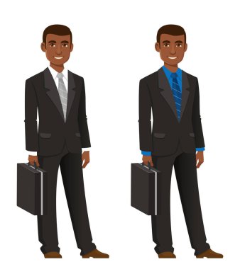 Zarif siyah takım elbiseli genç Afrikalı Amerikalı iş adamı