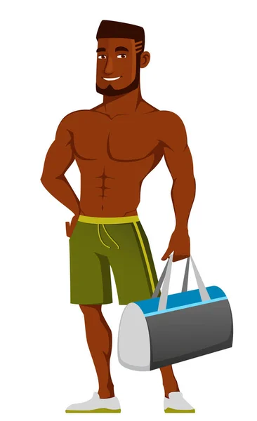 Young African American Man Gym Outfit Athletic Black Guy Showing — Vector de stock